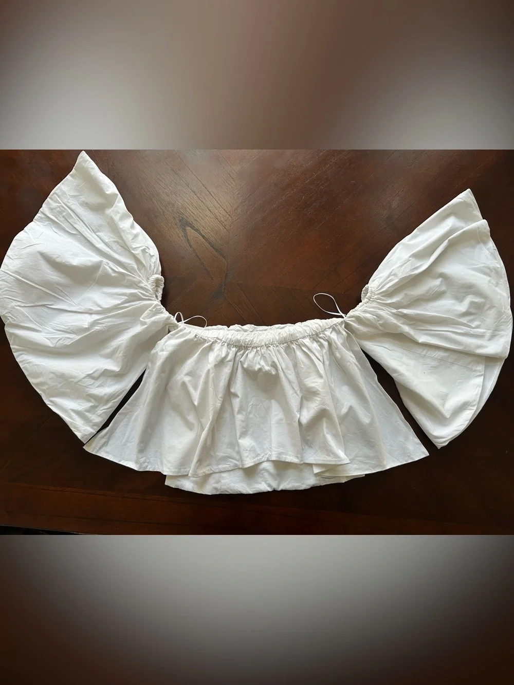 Zara White Off-Shoulder Puff Sleeve Crop Top size XS